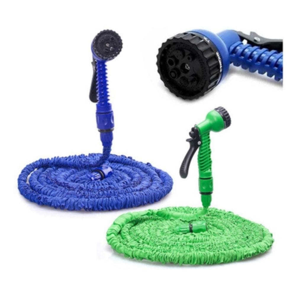 Mangueira retrátil de 15 m expansível com interior de látex - azul/cinza