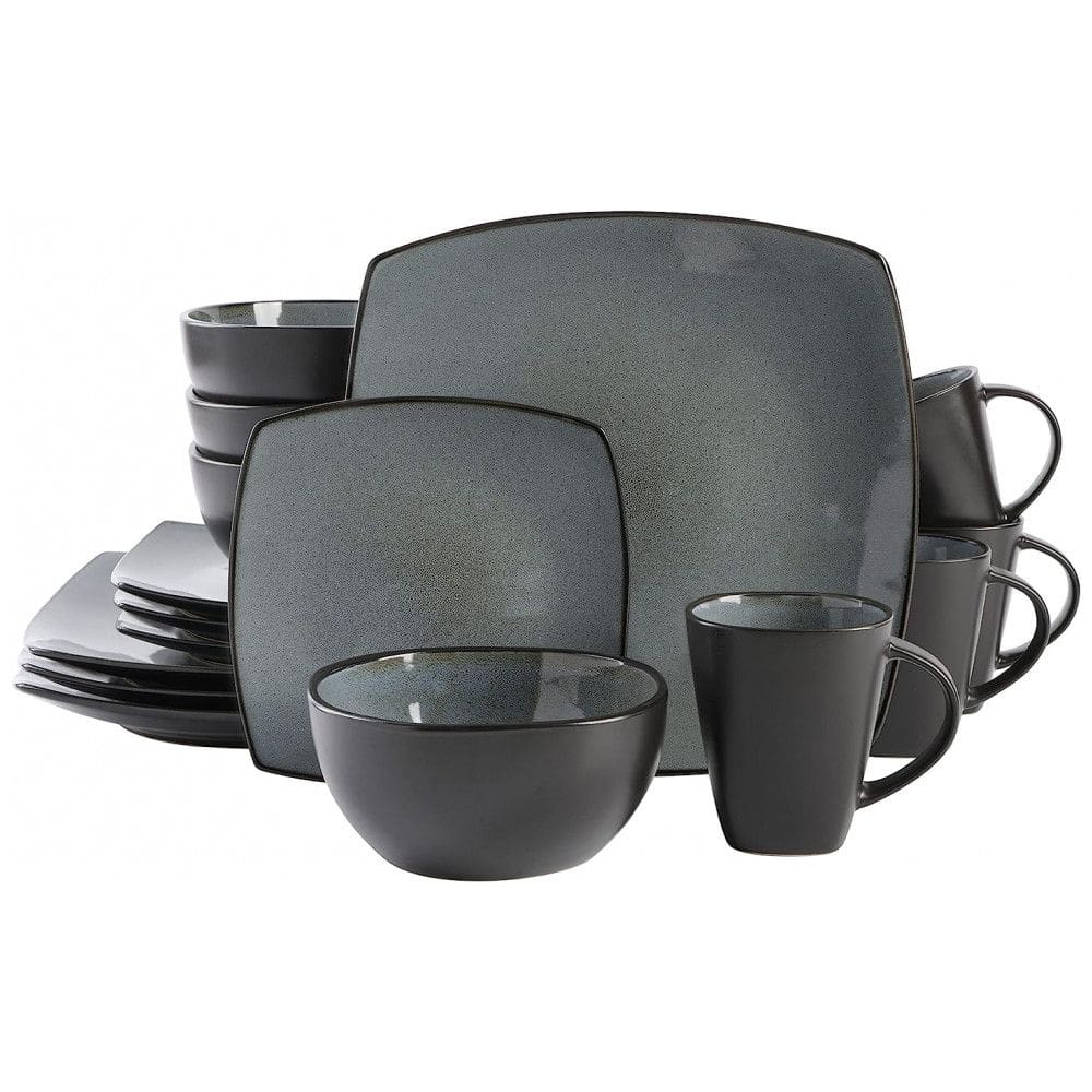 Aparelho de Jantar com 16 Peças em Cerâmica, Serve 4 Pessoas, Gibson Elite Soho, Cinza Eclipse