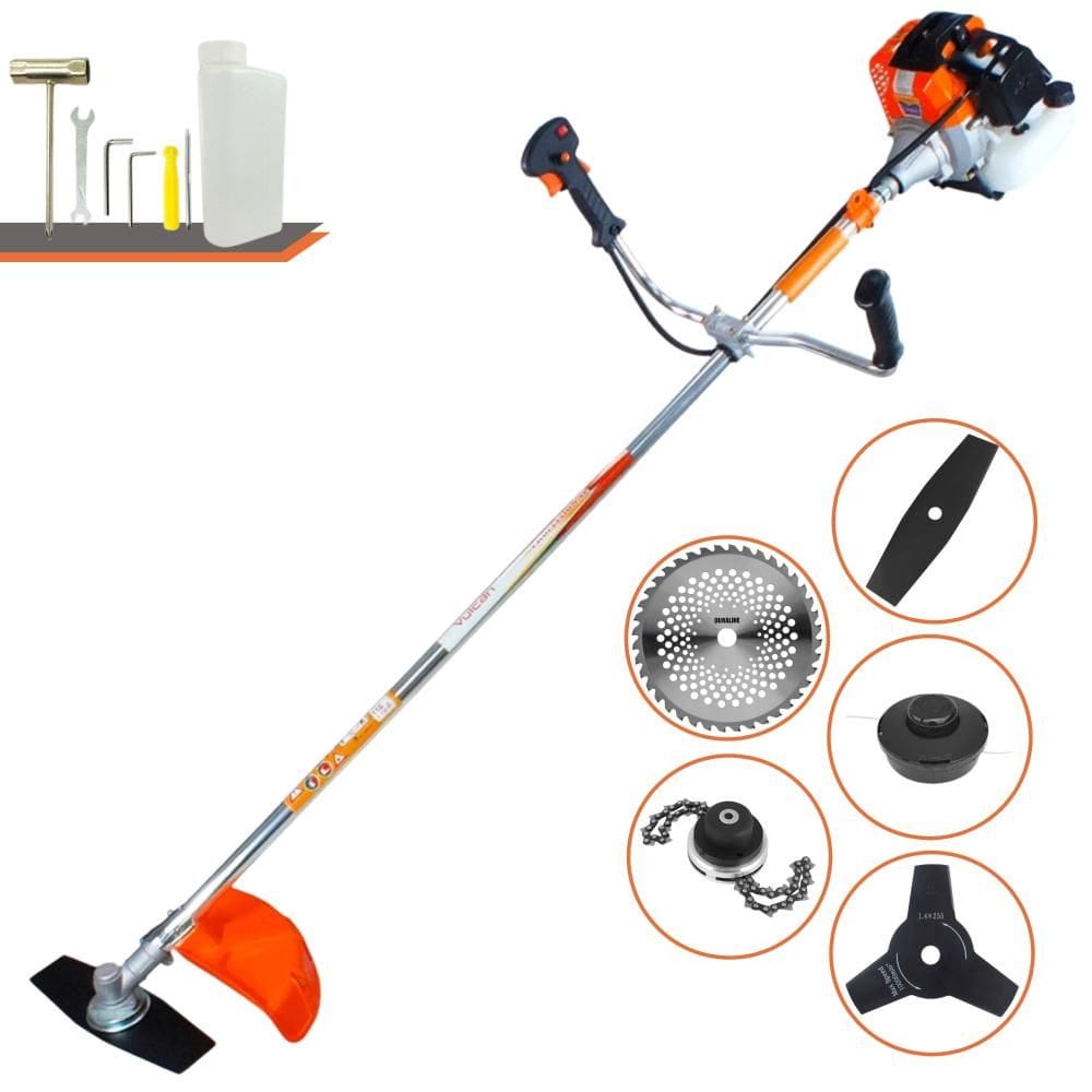 Máquina de Cortar Grama  À Gasolina Vulcan VR430S 2 Tempos 43cc 1,7HP 10.000rpm Roçadeira Completa Multifunções Com 5 Opções de Cortes