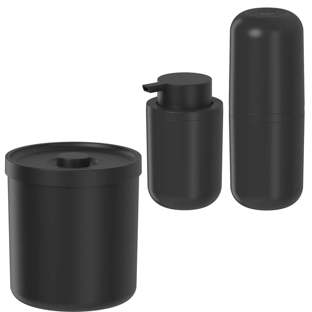 Conjunto Completo para Banheiro com 3 Peças Preto - Ou