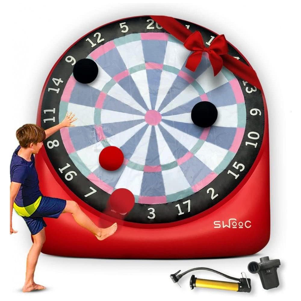 Alvo de Dardos Inflável Gigante de 1,87 Metros de Altura com Bolas e Bomba de Ar, SWOOC, Vermelho