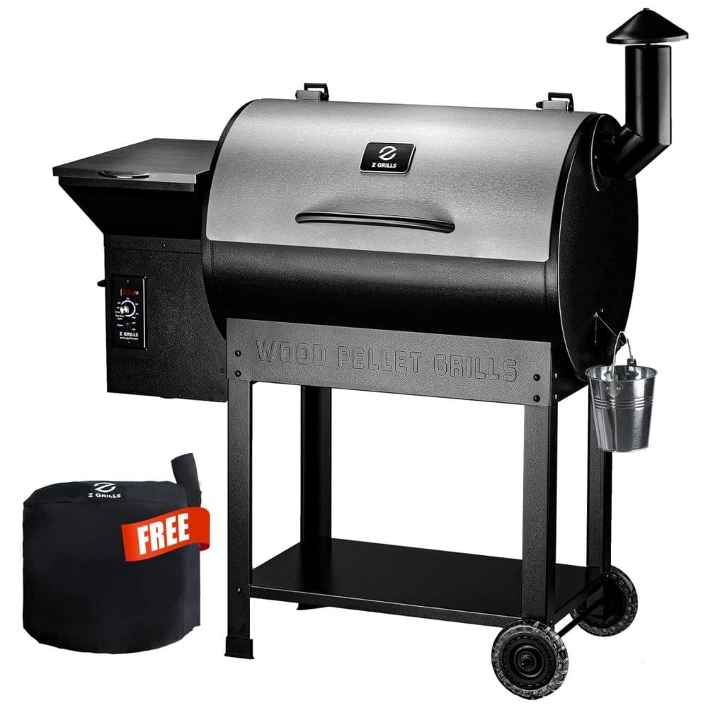 Churrasqueira á Pellet de Madeira 8 em 1 com Controle Automático de Temperatura e Superfície de Cozimento Total 697 cm2, Z Grills, Prata