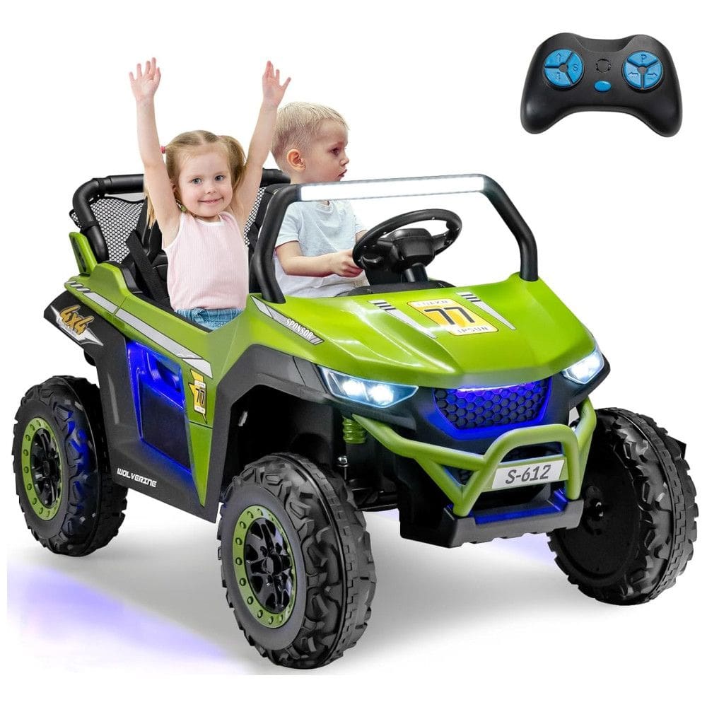 Carro Elétrico Infantil, Jeep com Controle Remoto, 2 Lugares, Suspensão de Mola, Partida Suave, Música via Bluetooth e FM, 12V, Olakids