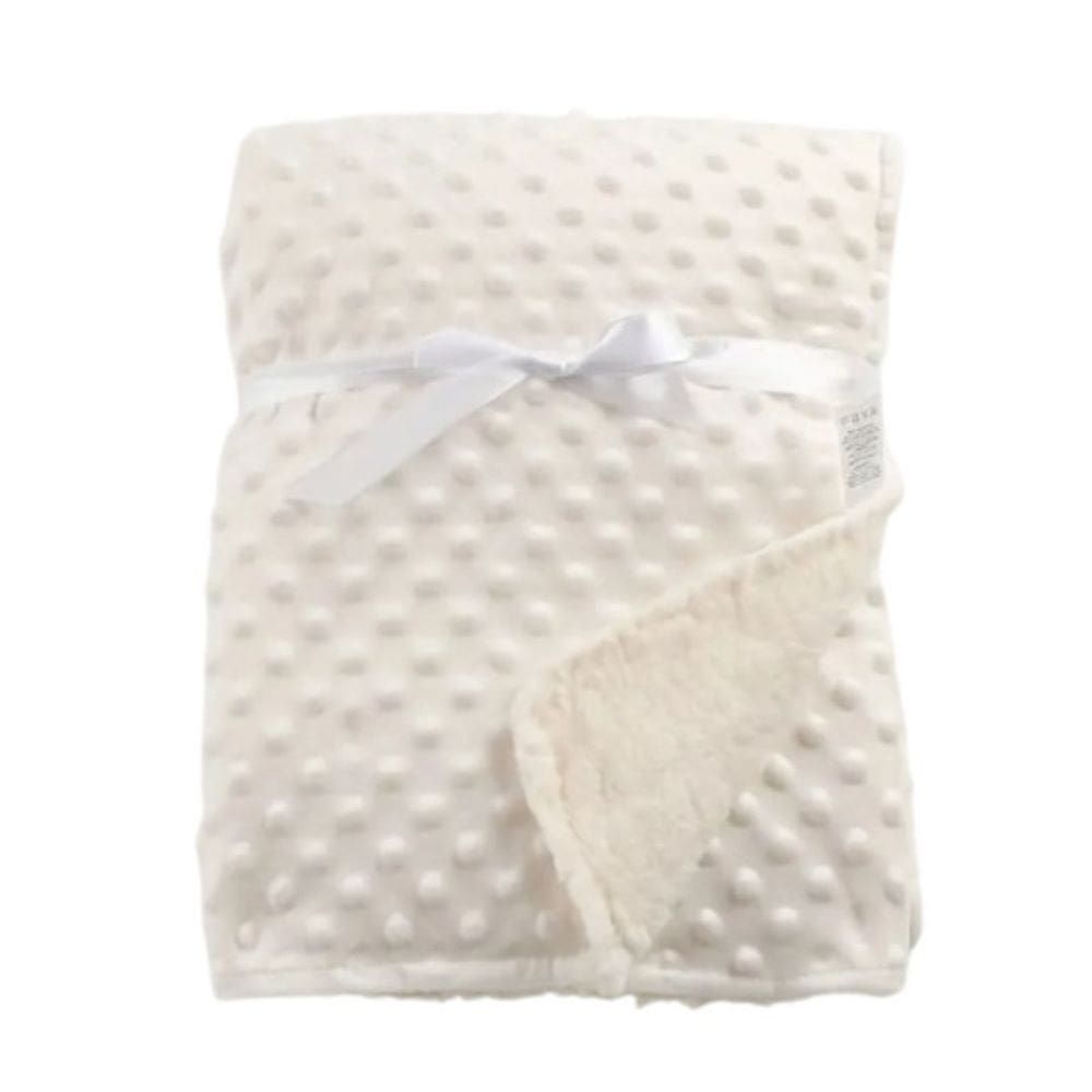 Cobertor para bebês, creme macio, com design de pontos coloridos e lado sherpa