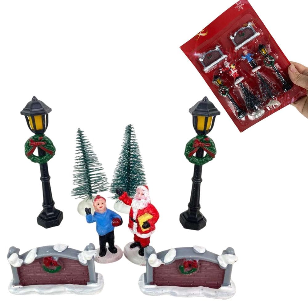 Cenario Natal Vila Natalina Papai Noel Arvore Pinheiro Decoraçao Enfeite Estante Mesa Loja Recepçao Casa Fim de Ano