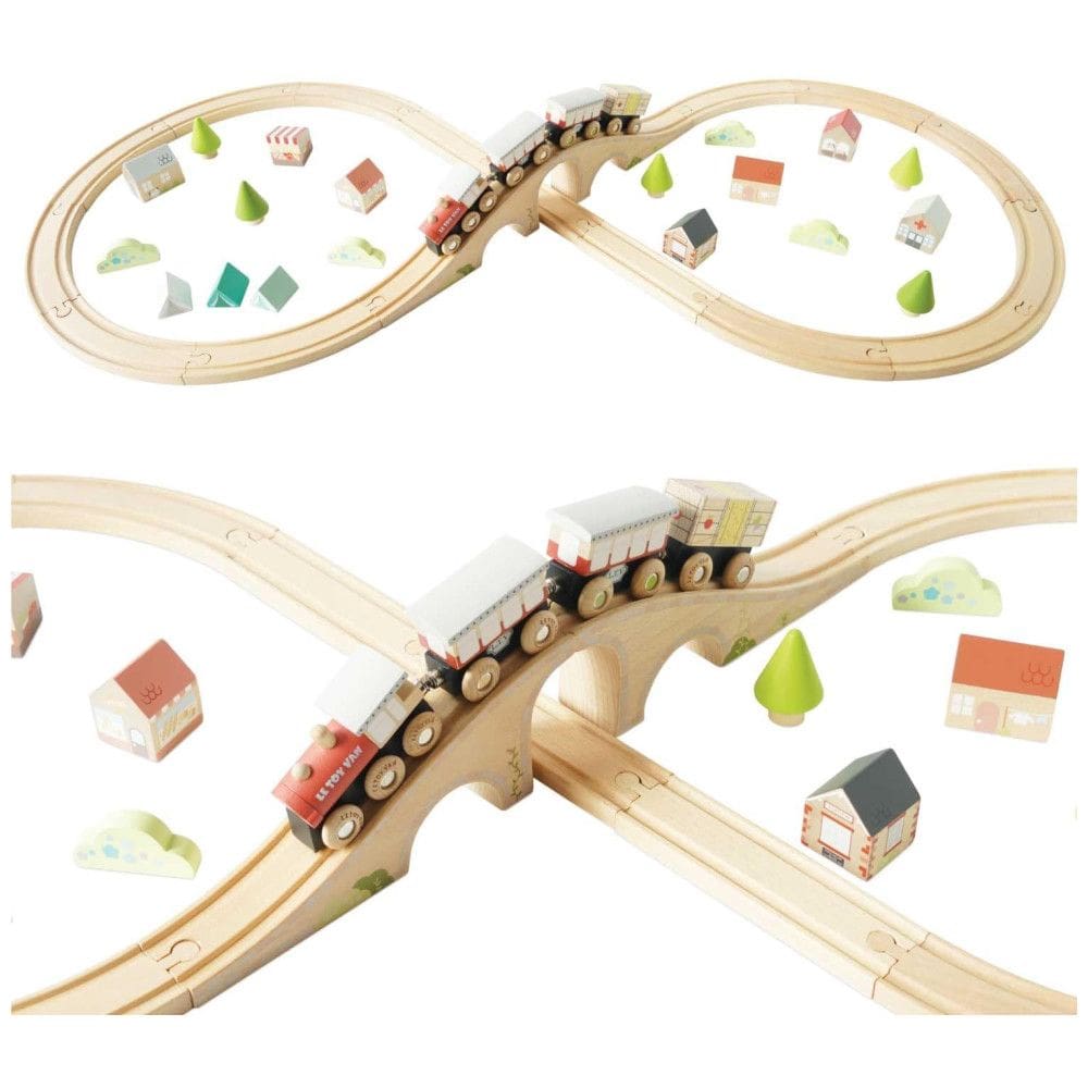 Conjunto de Trem de Madeira com Trilho em Forma de Infinito para Crianças a Partir de 18 Meses, Le Toy Van.