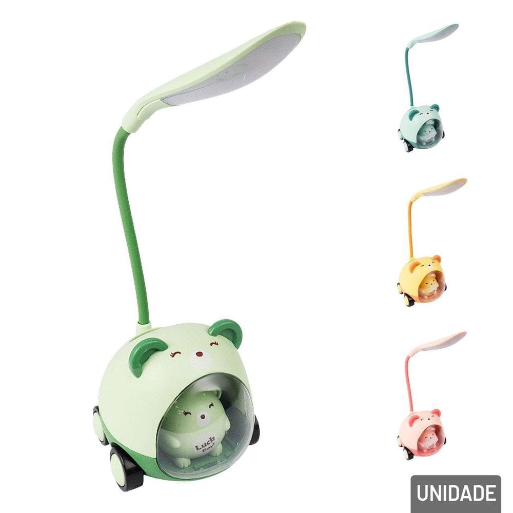 Luminária de Mesa 30cm LED Urso e Apontador Color - Tudo em Caixa