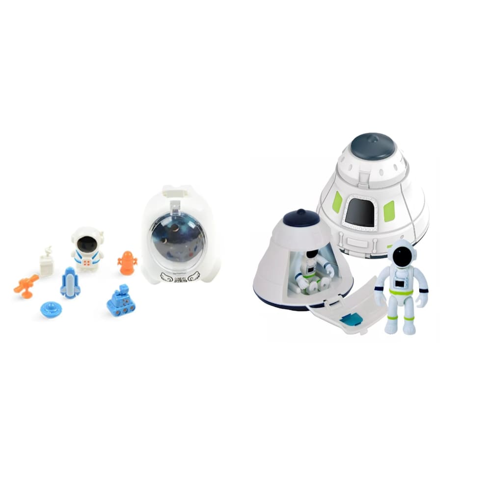 Kit Brinquedo Astronauta Espacial Bateria Boneco Foguete