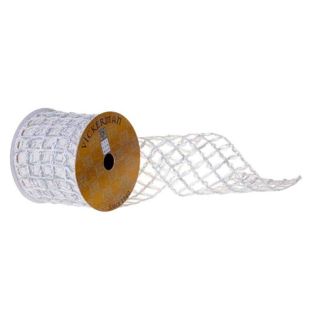 Fita decorativa Vickerman, grade com fio de 10 jardas e 10 cm