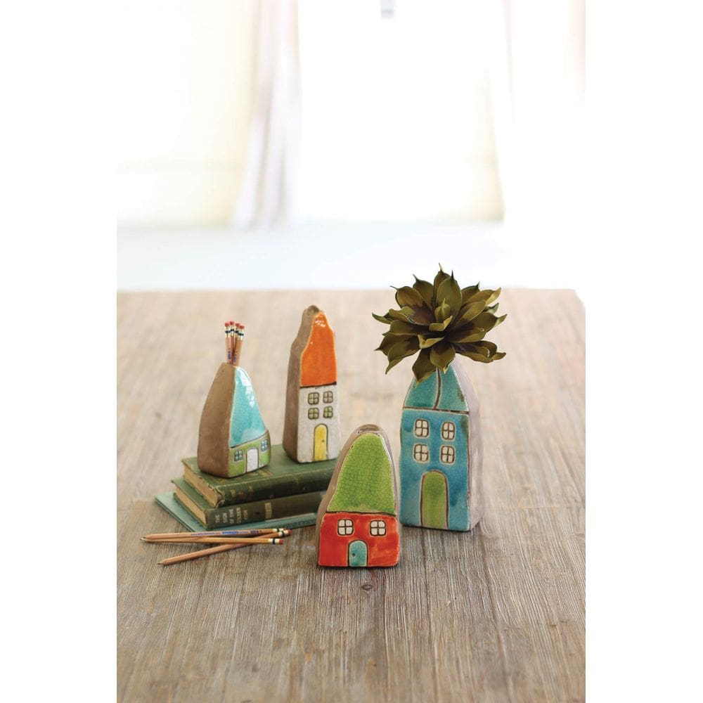Vaso KALALOU Colorful House Bud Set de 4 10x8x24cm