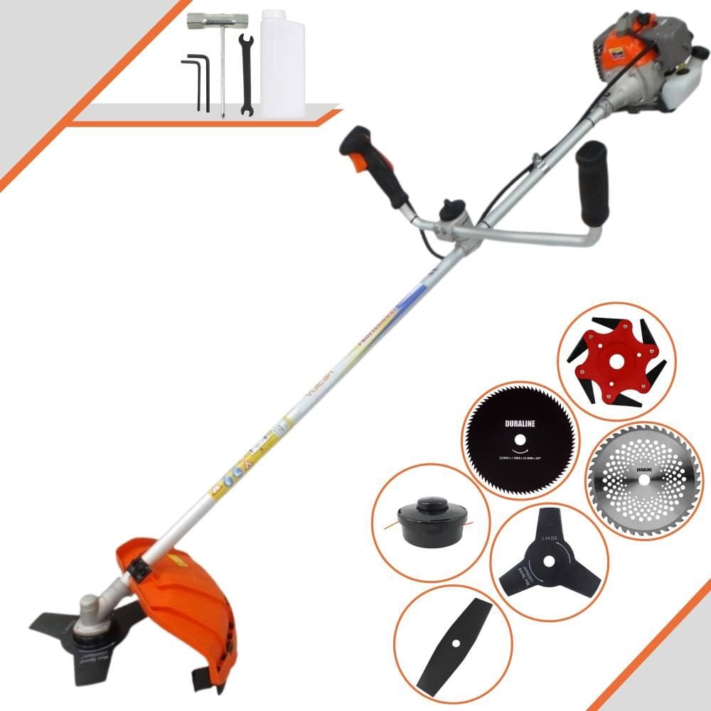 Roçadeira Multifunções Vulcan VR330P À Gasolina 33cc 1,2HP Alta Rotação Para Todos os Tipos de Trabalho C/ Carretel Nylon + Kit de 5 Lâminas de Cortes
