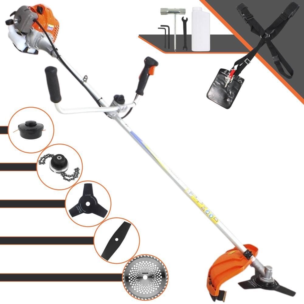 Roçadeira Vulcan VR430-P 43cc 1,7HP 10000rpm C/ Guidão AntiVibração Carretel Nylon + Faca 2 Pontas + Faca 3 Pontas + Faca 40 Dentes de Vídea + Trimmer