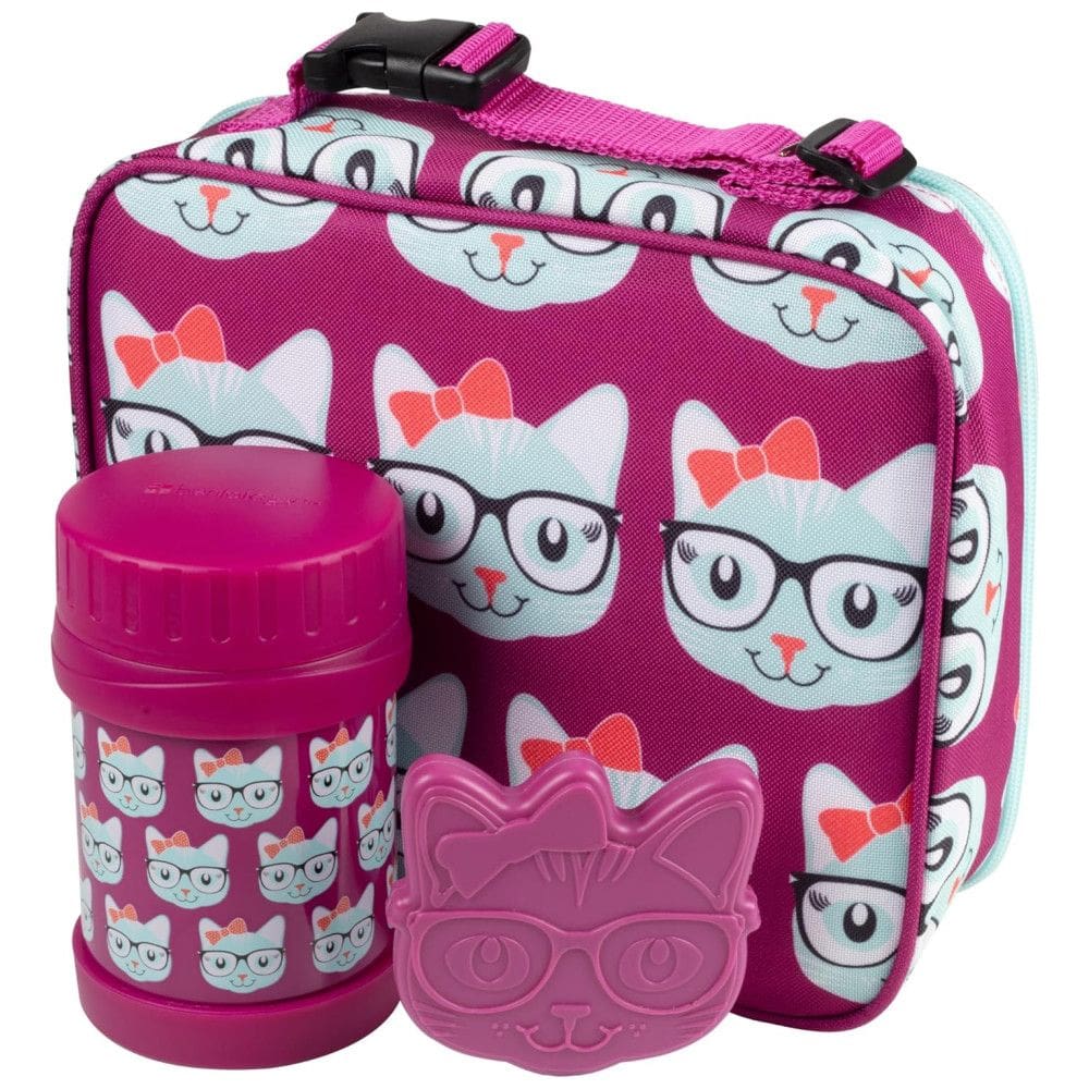 Kit Lancheira Infantil Gatinha com Isolamento Duplo, BENTOLOGY, Rosa