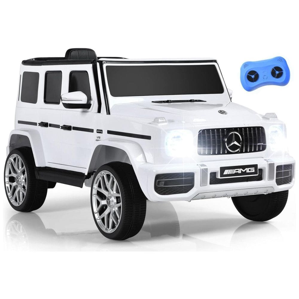 Carro Elétrico Infantil Mercedes Benz G63 INFANS a Bateria 12V 2 Assentos com 2 Velocidades e Suspensão, Branco