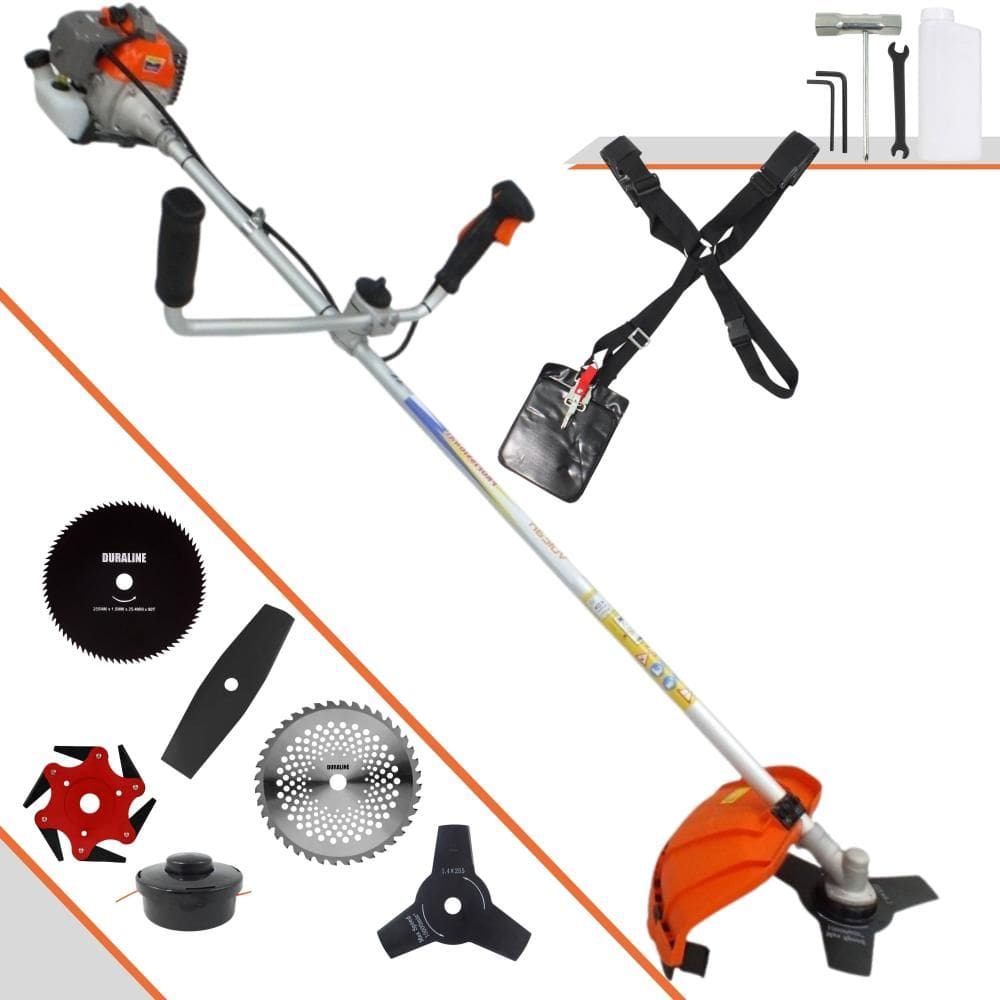 Roçadeira Vulcan VR330P 1,2HP 33cc Com Guidão Anti-Vibração Faca 2 Pontas + Faca 3 Pontas + Faca 6 Pontas + 40 Dentes + 80 Dentes + Carretel Nylon