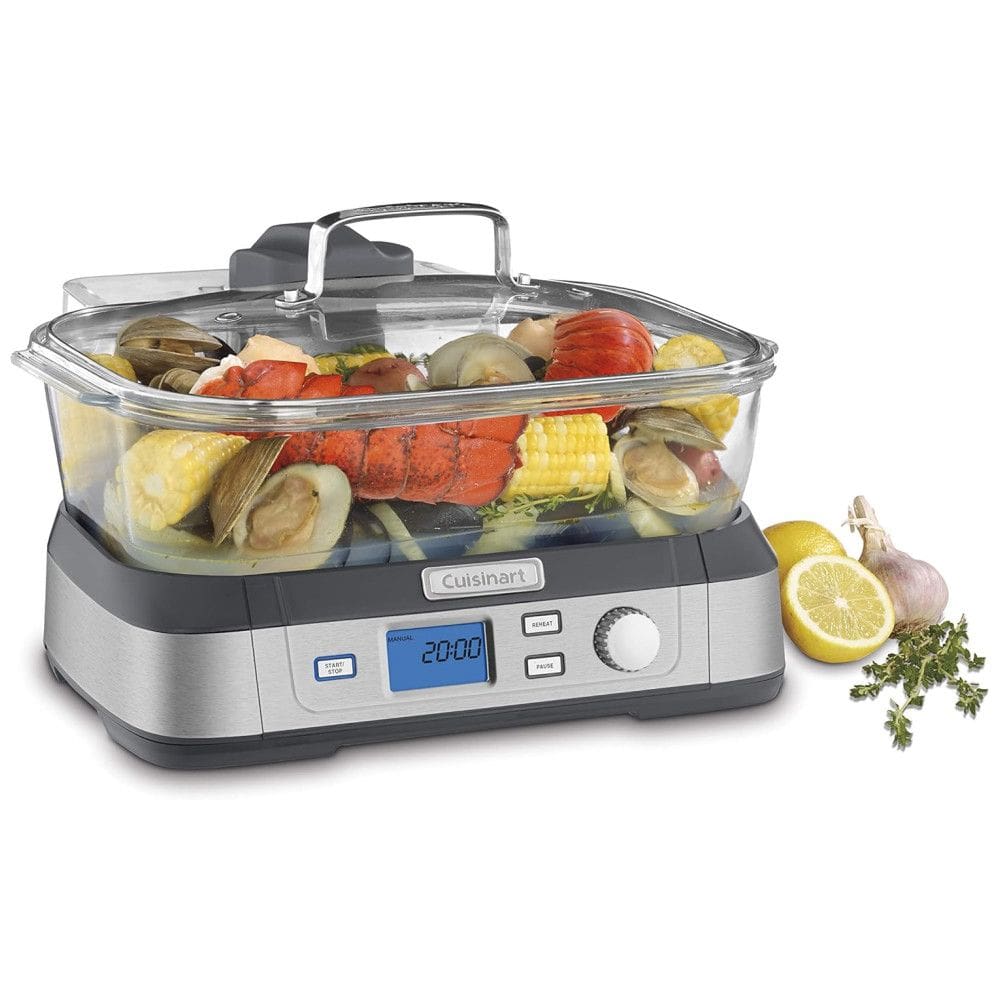 Panela Elétrica sistema de vaporização Digital de Vidro 5L, 1800W, 110V, CUISINART STM 1000, Prateado