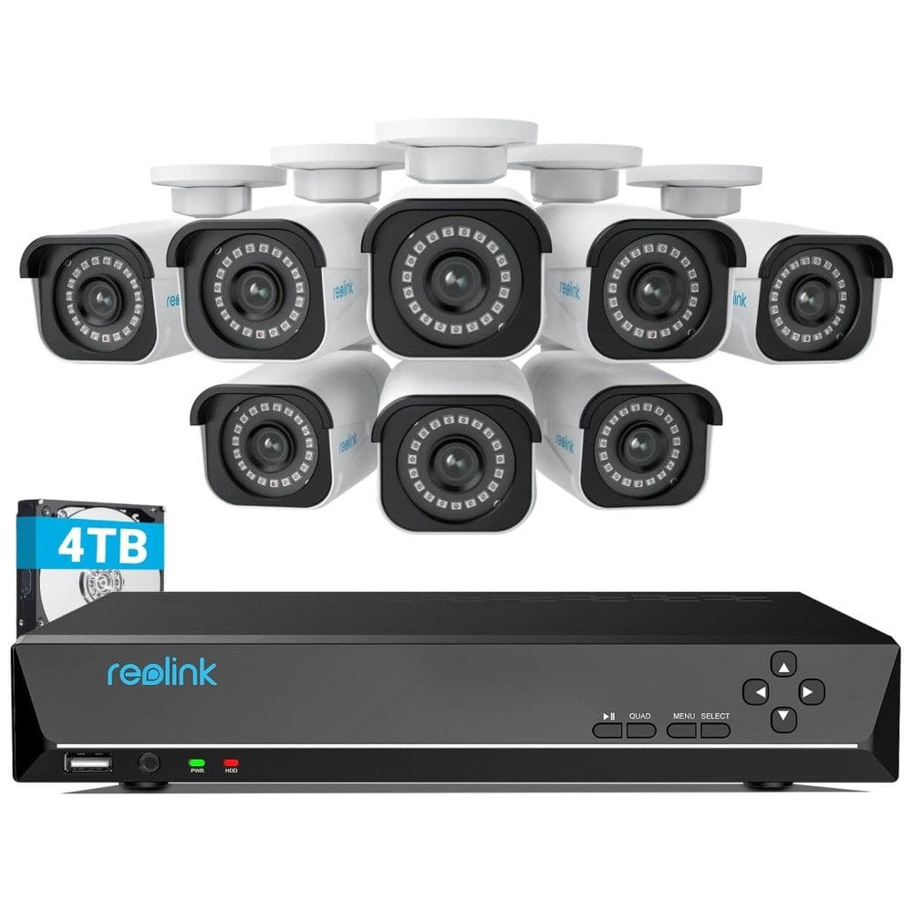 Sistema de Câmeras de Segurança 16 Canais 4K, 8MP PoE IP, 8 PCS, REOLINK RLK16 800B8, Branco