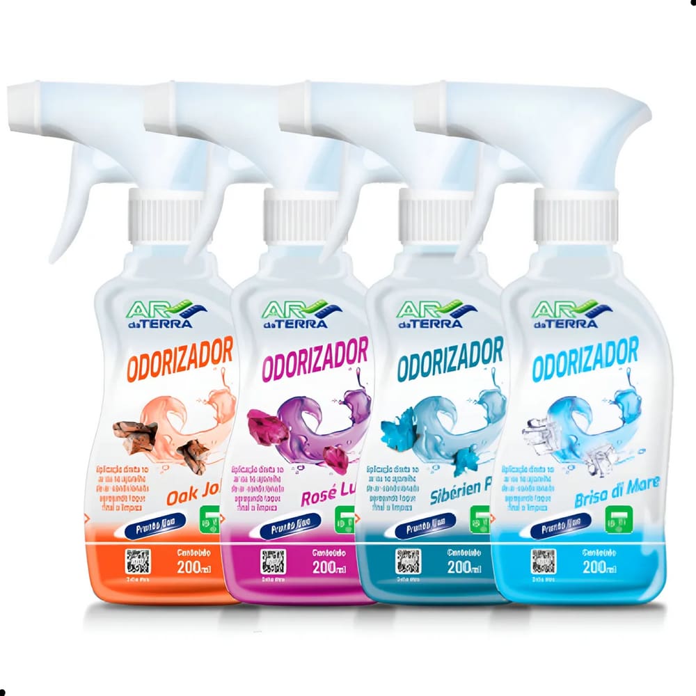 Kit 04 Aromatizador e Odorizador para Ar Condicionado e Ambiente Ar da Terra 200 ml