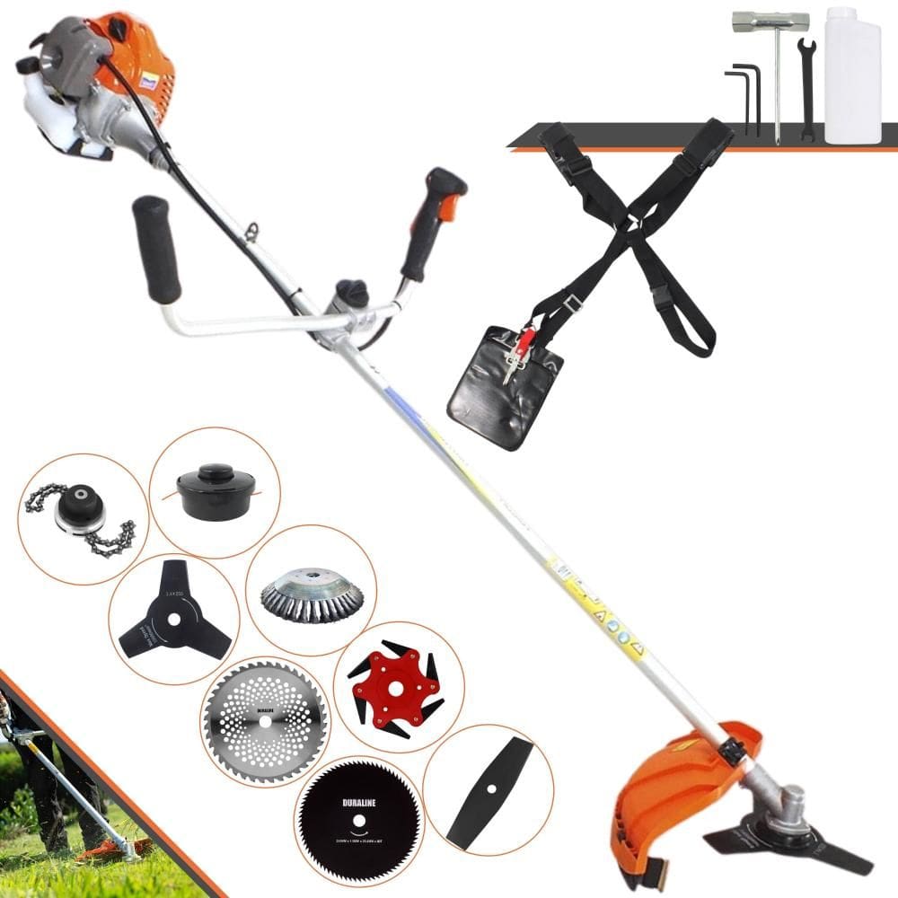 Roçadeira Vulcan VR430P 43cc 2T 1,7HP Com Carretel + Facas 2 Pontas, 3 Pontas, 6 Pontas, 40 Dentes, 80 Dentes, Trimmer e Escova de Aço