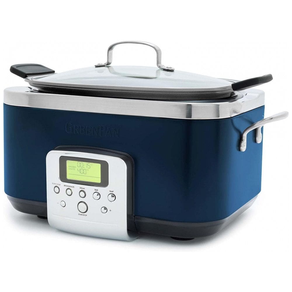 Panela Elétrica Multifuncional 8 em 1, 6 Litros com Tampa Removível, Antiaderente de Cerâmica Saudável sem PFAS, 220V 1350W, GreenPan
