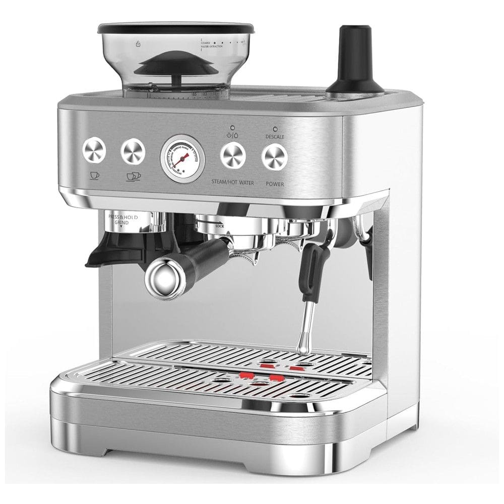 Máquina de Café Expresso 15 Bar com sistema de vaporização de Leite, Moedor Embutido, Desligamento Automático e Tanque de Água Removível de 2,5L, 110V