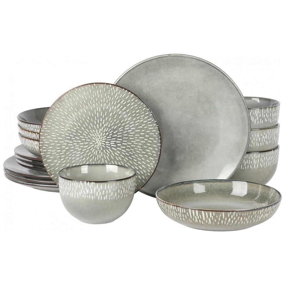 Aparelho de Jantar com 16 Peças em Cerâmica Reativa, Serve 4 Pessoas, Gibson Elite Matisse, Verde