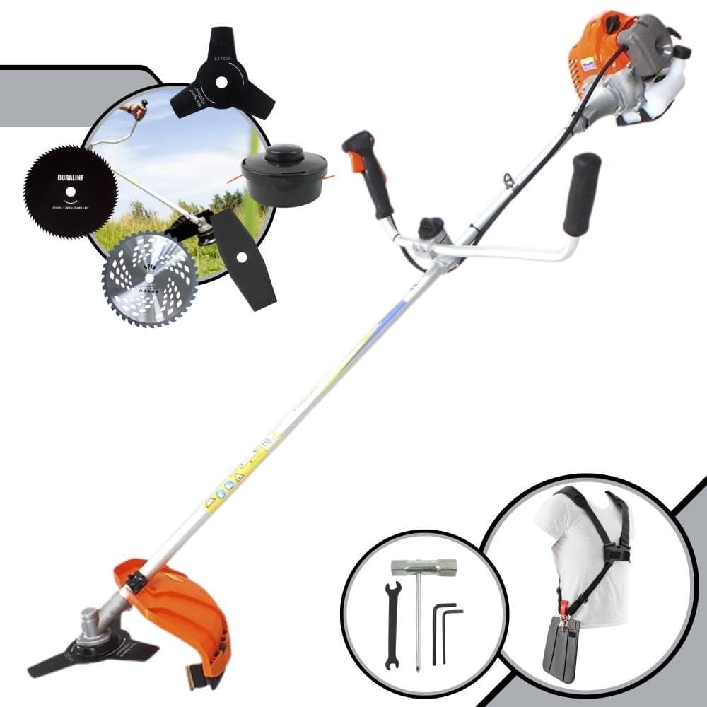 Roçadeira Lateral  Vulcan VR430P À Gasolina 2T 43cc 1,7HP 10.000rpm Completa Com Guidão Anti-Vibração Carretel Nylon e 4 Lâminas de Corte