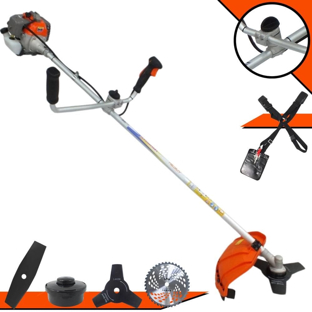 Roçadeira Completa VR330-P Vulcan À Gasolina 33cc 1,2HP Alta Rotação 4 Em 1 Com Carretel + Faca 2 Pontas + Faca 3 Pontas + Faca 40 Dentes de Vídea