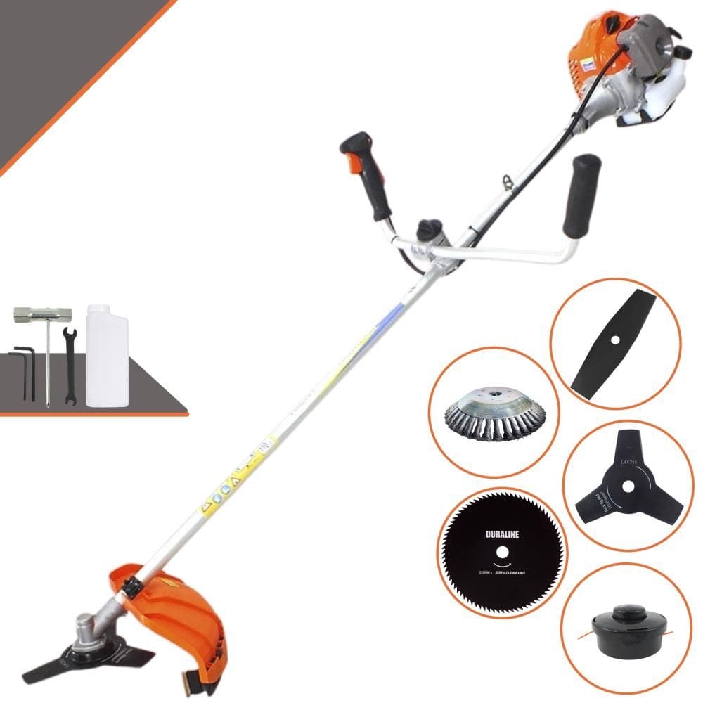 Roçadeira Vulcan VR430P 43cc 10.000rpm 1,7HP Multifunções Com Guidão Anti-Vibração Carretel e Faca 3 Pontas + Faca 2 Pontas + Faca 80 Dentes + Escova