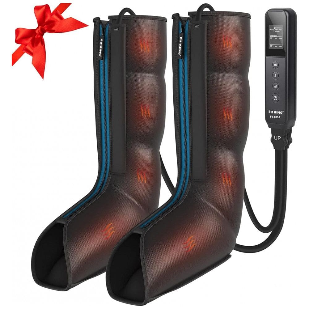 Massageador Elétrico de Compressão para Pernas e Pés 27 Modos e 3 Intensidades, FIT KING, Preto