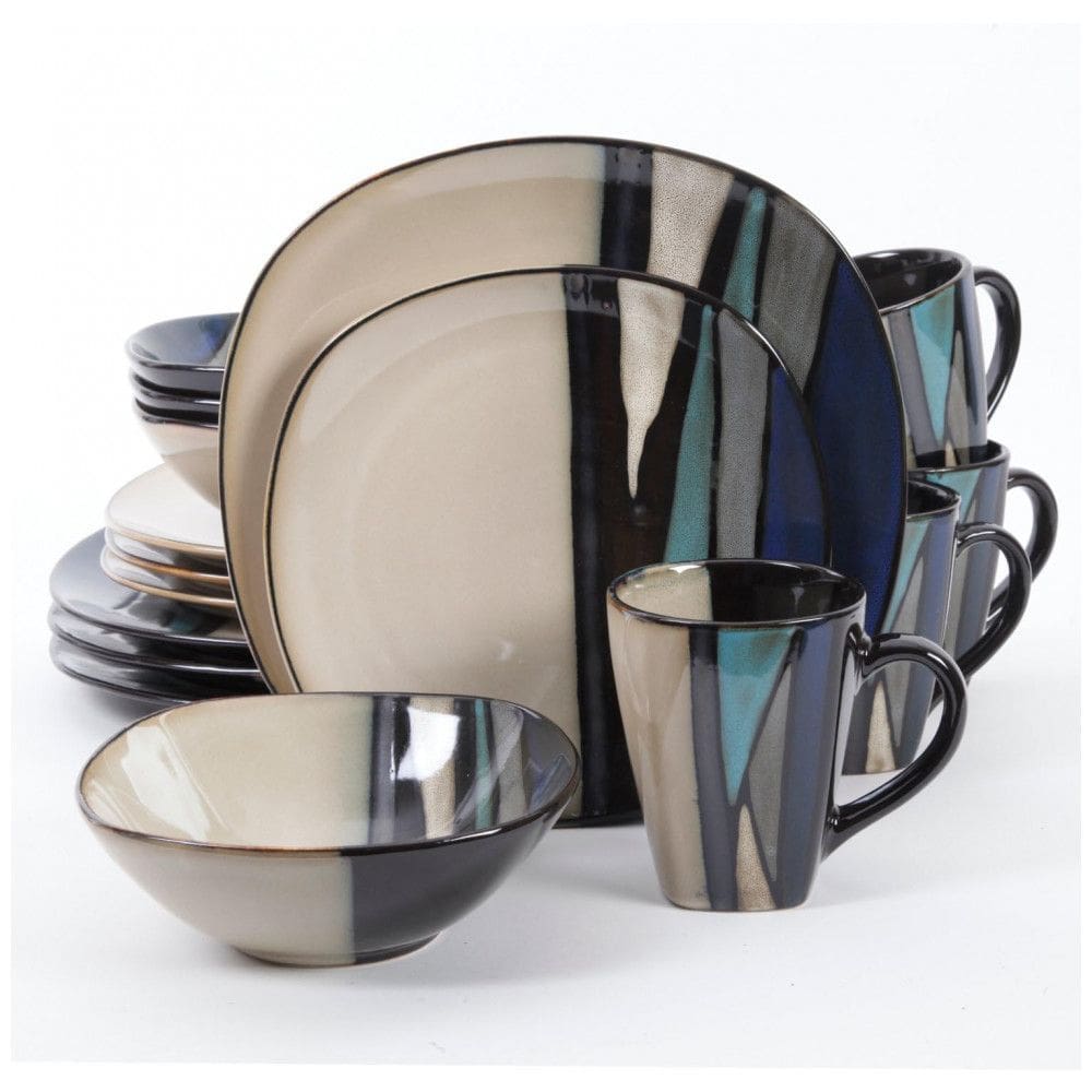 Aparelho de Jantar com 16 Peças em Cerâmica Serve 4 Pessoas, Gibson Elite Althea, Azul