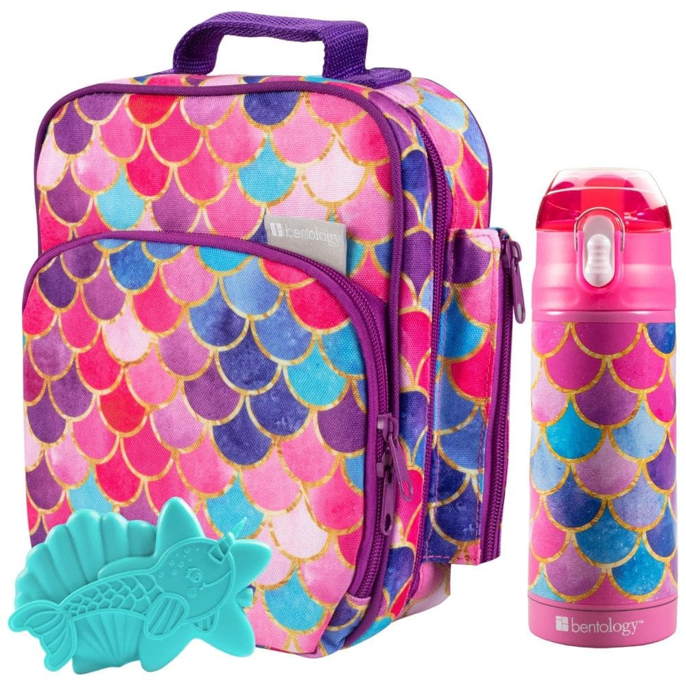 Sereia Lancheira Infantil com Garrafa de Água em Aço Inoxidável e Forma de Gelo, Para 3 Anos ou Mais, BENTOLOGY, Rosa