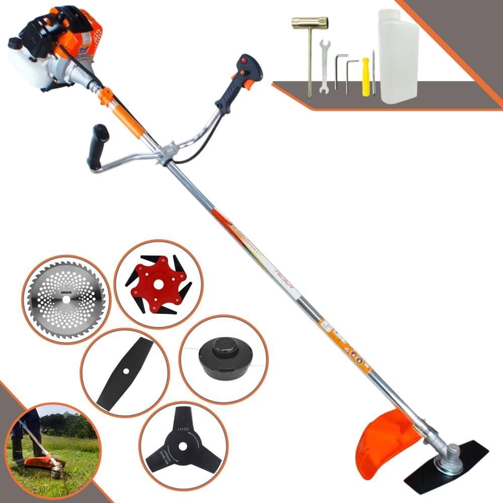 Roçadeira Vulcan VR430-S À Gasolina 43cc 1,7HP 5 Em 1 Com Carretel e Lâmina 2 Pontas + Lâmina 3 Pontas + Lâmina 6 Pontas + Lâmina 40 Dentes de Vídea