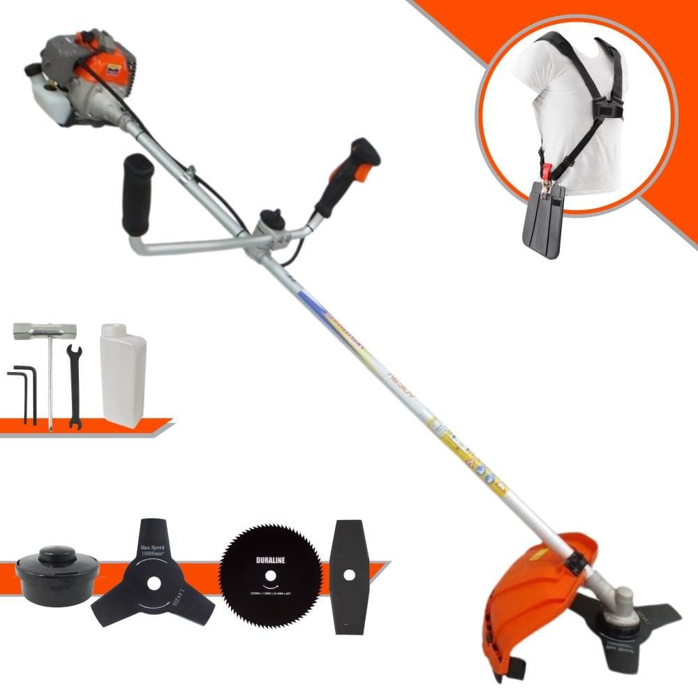 Aparador de Grama À Gasolina Vulcan VR330P 33cc 1,2HP 2T Com Guidão Anti-Vibração Carretel de Nylon + Faca 2 Pontas + Faca 3 Pontas + Faca 80 Dentes