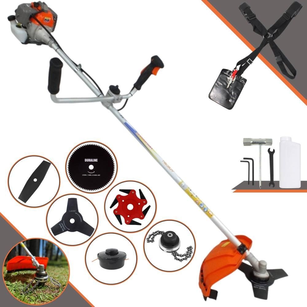 Roçadeira Multifuncional Vulcan VR330P À Gasolina 2T 33cc C/ Carretel Nylon + Faca 2 Pontas + Faca 3 Pontas + Faca 6 Pontas + Faca 80 Dentes + Trimmer