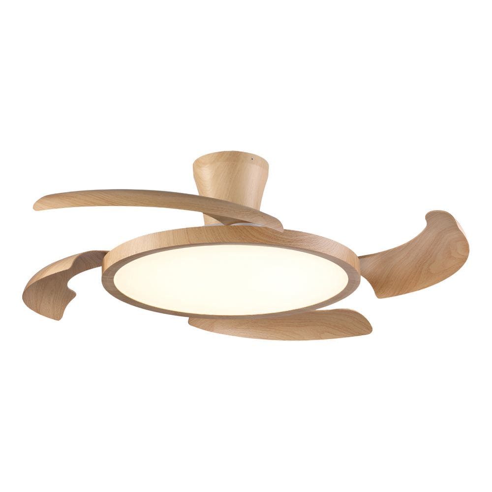 Ventilador Teto C/ Led E Controle 4 Pas Imita Madeira Bivolt