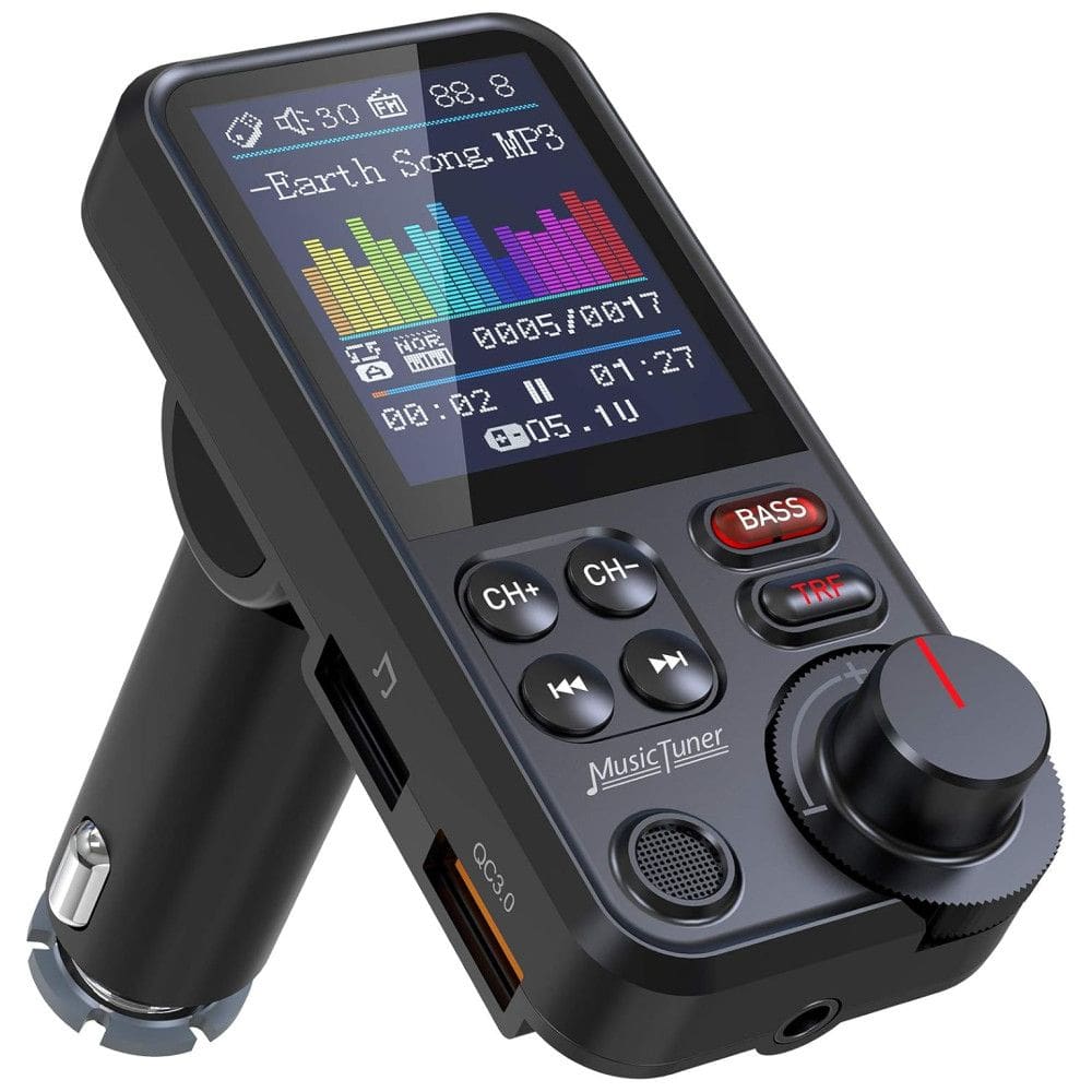 Adaptador Transmissor Veicular Bluetooth  AUX Tela LCD, NULAXY KM30, Preto