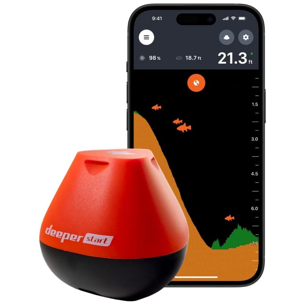 START Sonar de Pesca Inteligente até 50M com Wi Fi Compatível com IOS e Android não Utiliza Dados Móveis, DEEPER, Vermelho