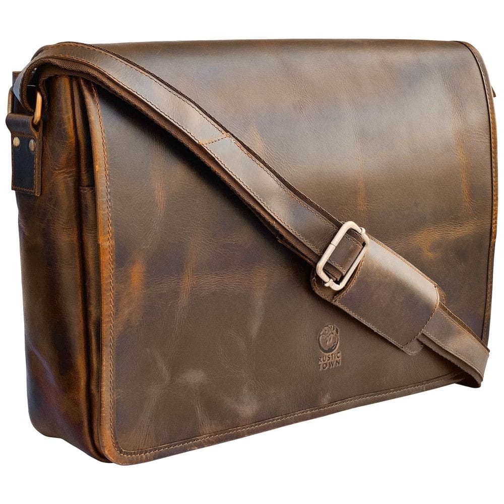 Bolsa, Pasta de Couro para Laptop Vintage, RUSTIC TOWN SFR151104ADN, Marrom