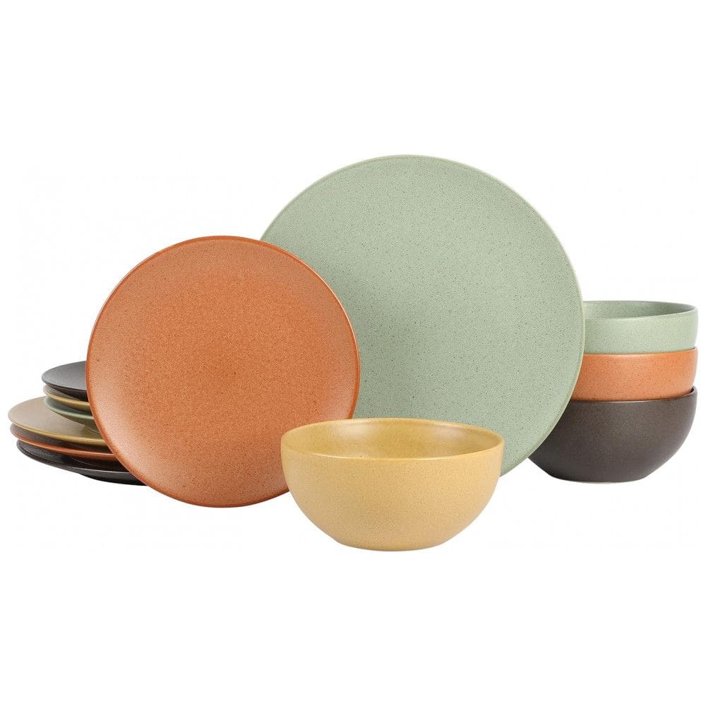 Aparelho de Jantar com 12 Peças em Cerâmica e Esmalte Reativo, Gibson Elite Capetown, Colorido