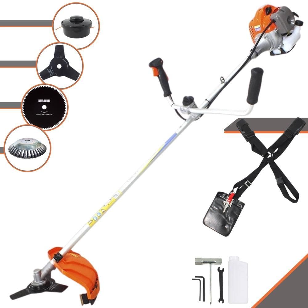 Roçadeira  Vulcan VR430P 43cc 10.000rpm 1,7HP 4 Opções de Corte Com Guidão Anti-Vibração Faca 3 Pontas, Faca 80 Dentes, Escova e Carretel