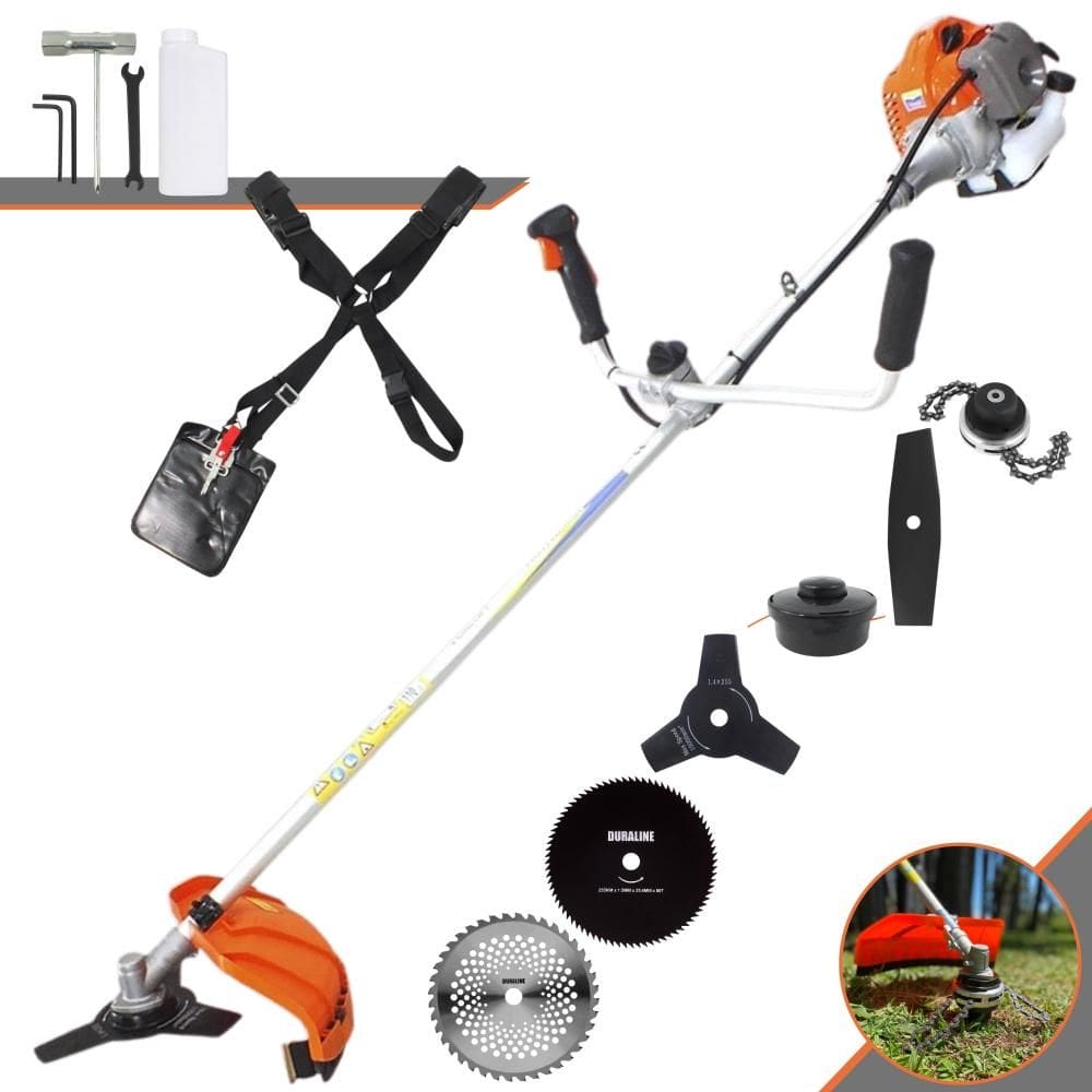 Aparador de Grama Completo Vulcan VR430-P À Gasolina Motor 2T 43cc 10.000rpm 1,7HP de Potência Com Kit 4 Lâminas de Corte, Trimmer e Carretel de Nylon