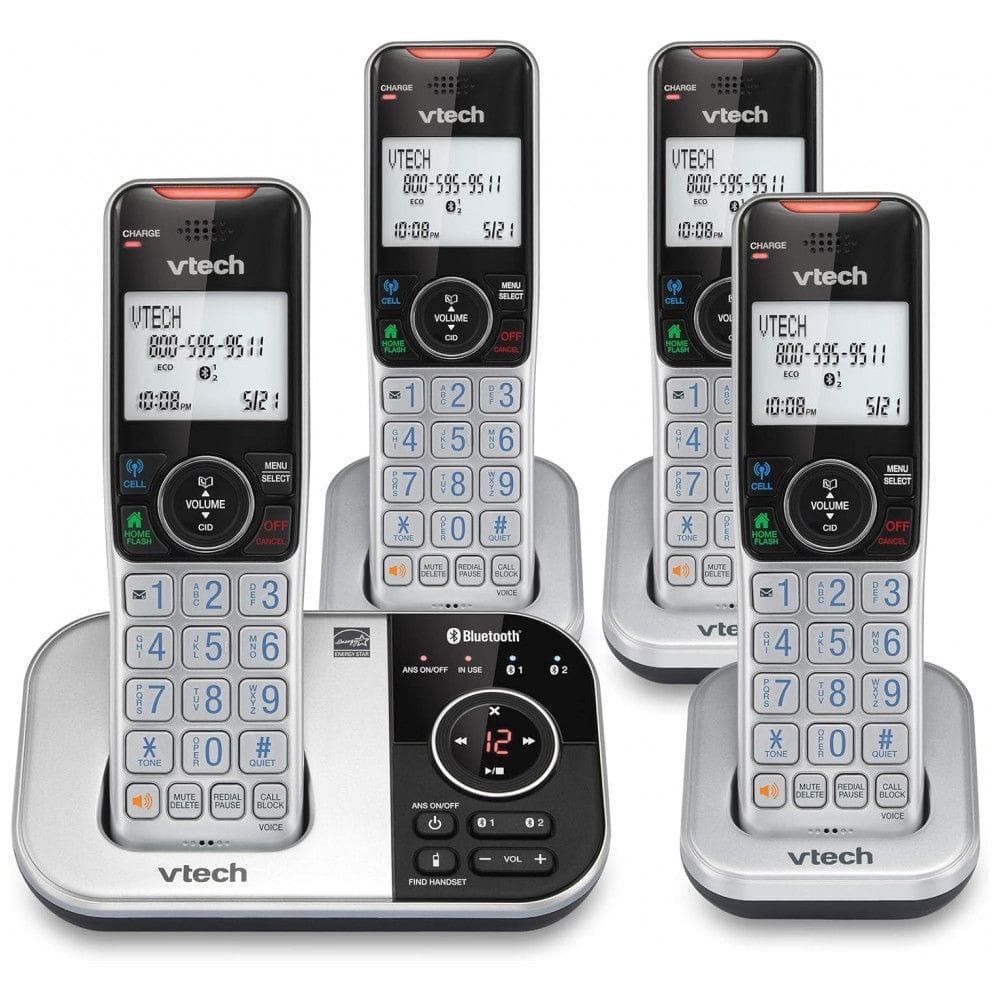 Telefone sem Fio com Secretária Eletrônica, Bloqueio de Chamadas, Identificador de Chamadas, Interfone e Conexão com Celular, 4 Unidades