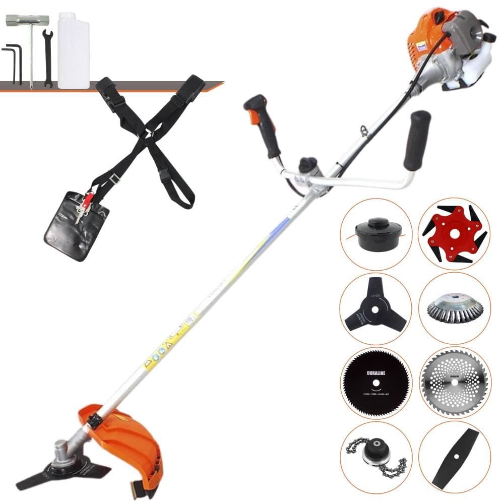 Máquina de Cortar Grama À Gasolina Vulcan VR430P 43cc 2T 10.000rpm 1,7HP de Potência Roçadeira Completa Com Guidão Anti-Vibração 8 Opções de Cortes