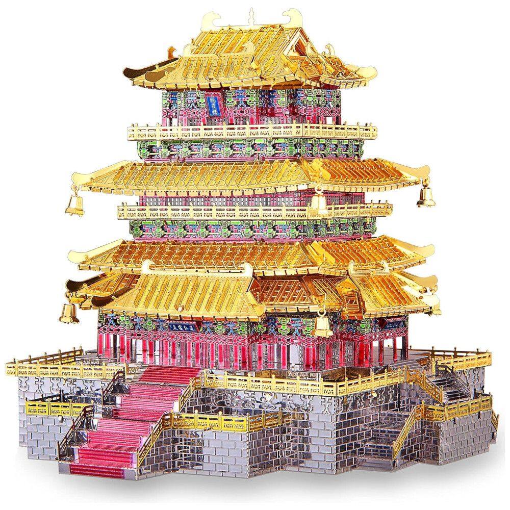 Quebra Cabeças 3D Arquitetura Torre Gangue para Crianças e Adultos, 319 Peças, PIECECOOL, Vermelho