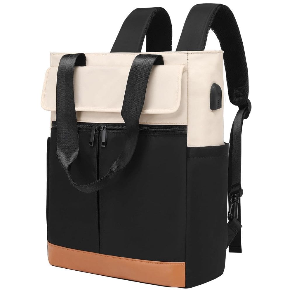 Cyurey Mochila Feminina para Laptop conversível para Bolsa de Ombro com Porta USB, CYUREAY, Preto
