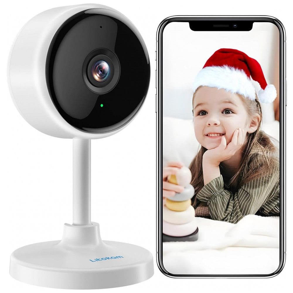 Câmera de Segurança Interna com Visão Noturna, Controle por App e Detecção de Movimento, Litokam LF C1t, Branca