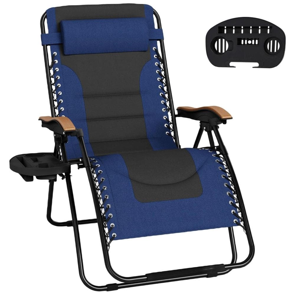 Cadeira Reclinável Ajustável Gravidade Zero com Apoio de Cabeça e Porta Copos, MFSTUDIO, Azul