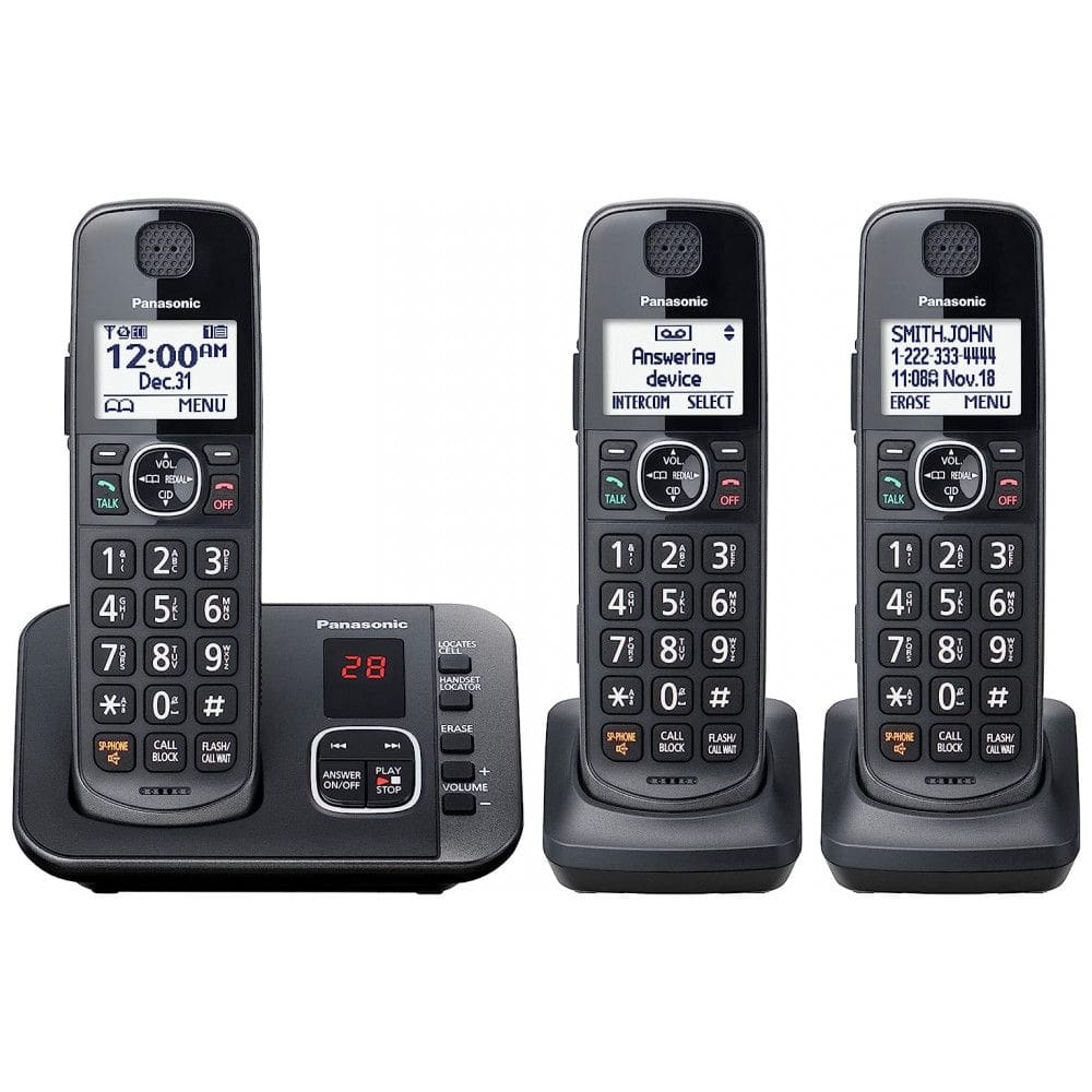 Sistema de Telefone sem Fio com Bloqueio de Máquina de Atendimento e Chamada, 3 Aparelhos, Panasonic