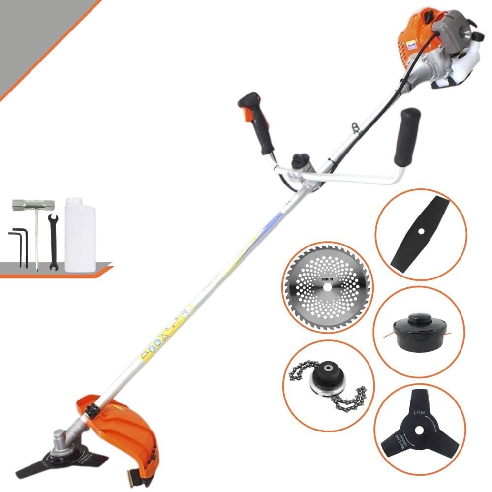 Máquina de Corta Grama Vulcan VR430P À Gasolina 2T 43cc 1,7HP 10.000rpm Multifunções  Completa Com Carretel de Nylon + 4 Lâminas de Corte